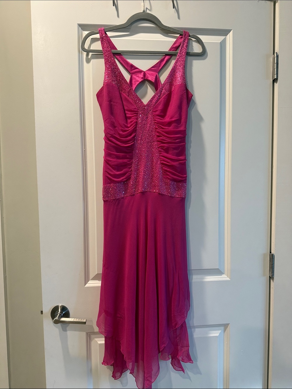 Vintage Y2K Laundry by Shelli Segal 100% Silk Beaded Pink Party Dress